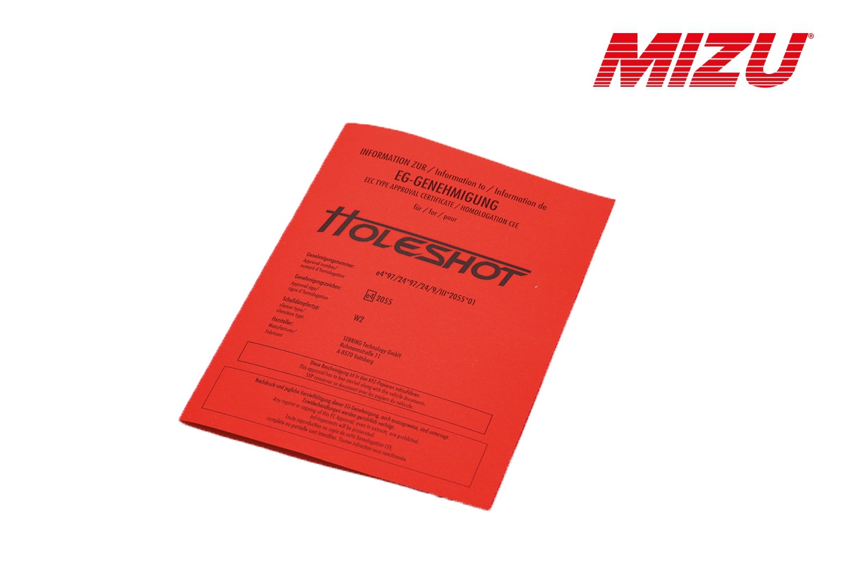 Part certificate for Holeshot exhaust system