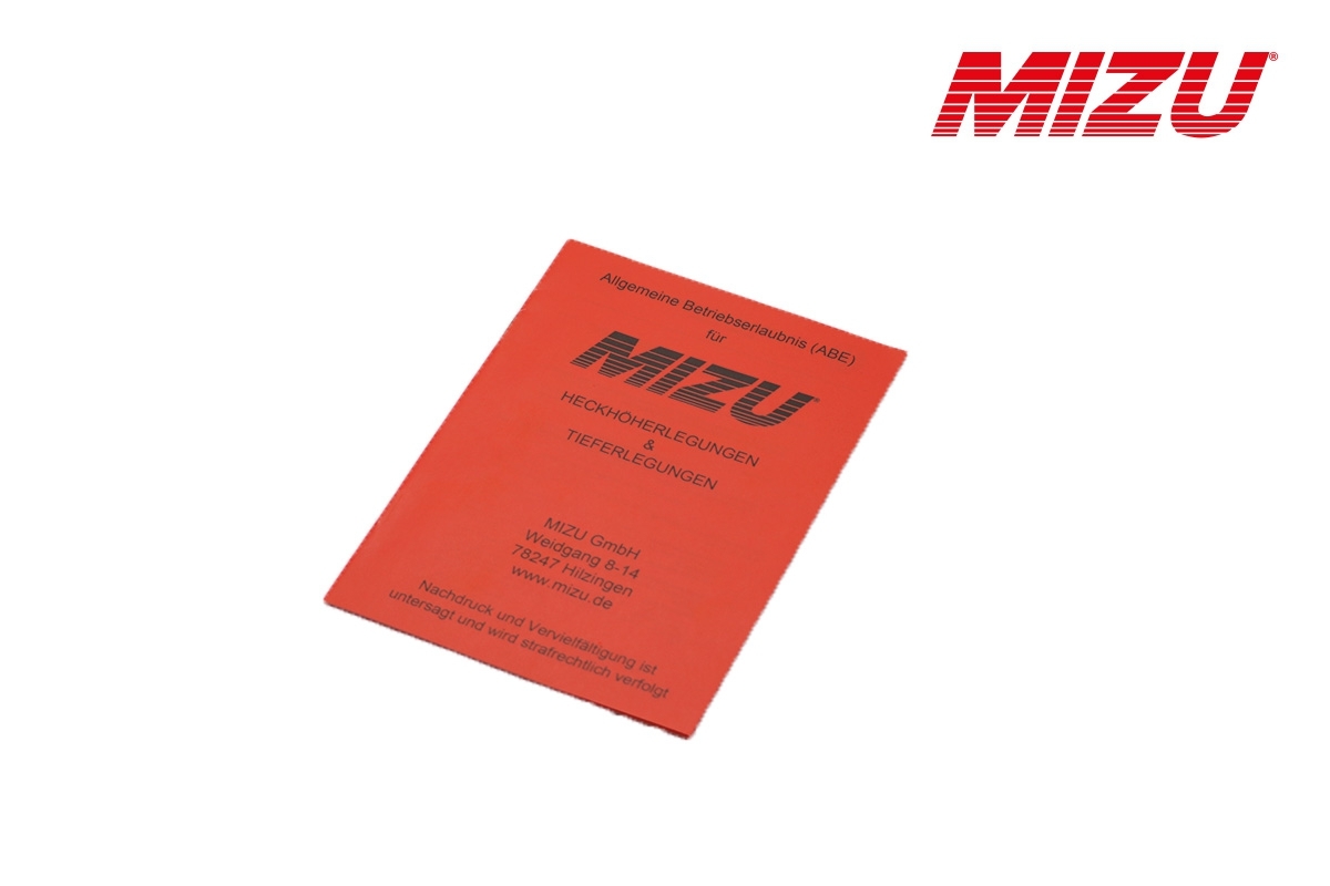 ABE (vehicle part certificate) for MIZU jack up or